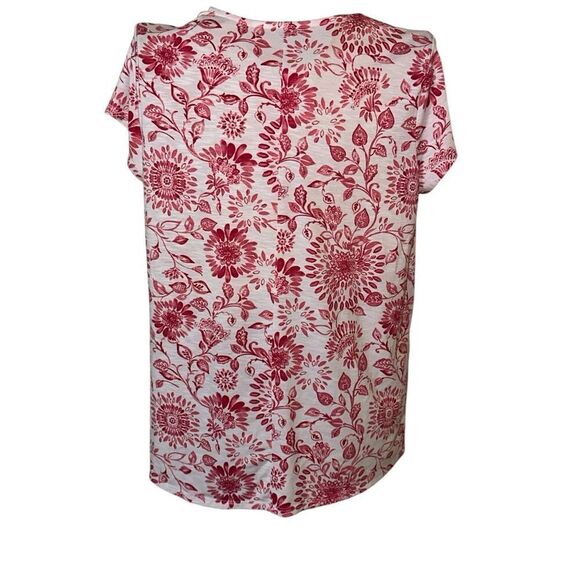 BEAUTIFUL Chico’s pink & white parsley design TOP Chico's short sleeve Shirt blo - Picture 4 of 9